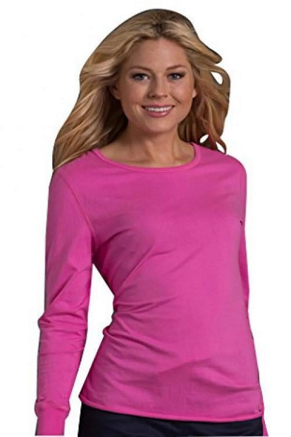 Med Couture Peaches Long Sleeve Tee in Bora Bora Pink.