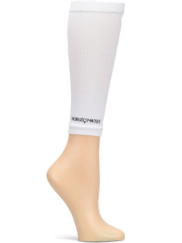 Nurse Mates 12-14 mmHg compression calf sleeve in white - moisture-wicking medical compression for all-day comfort