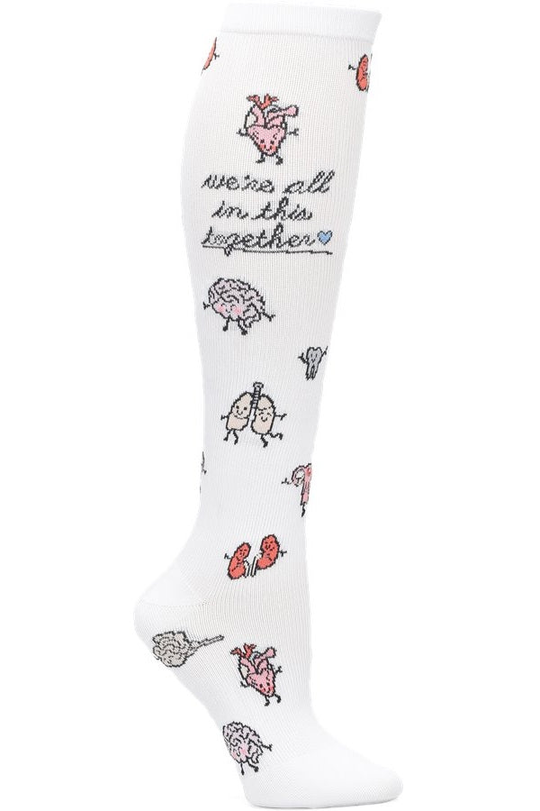 Nurse Mates Organ Party compression socks with anatomical organs - 12-14 mmHg mild compression for regular calves up to 17 inches, educational medical design for healthcare workers