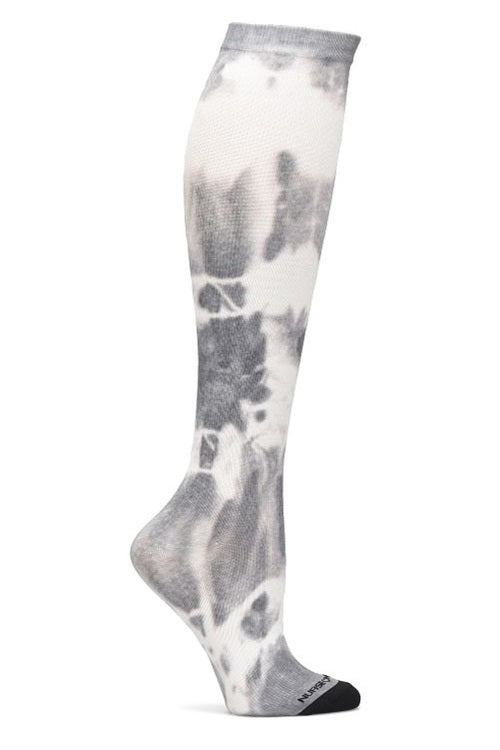 Nurse Mates 360° seamless compression socks 12-14 mmHg in grey cloud neutral solid color, regular calf fit, healthcare professional grade support hosiery in versatile grey