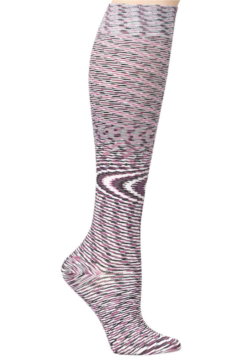 Nurse Mates Space Dye Dark Berry compression socks in berry heathered pattern - 12-14 mmHg mild compression for regular calves up to 17 inches, contemporary athletic design for nurses