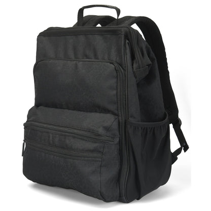 Nurse Mates Ultimate Signature nursing backpack in black cheetah print — water-resistant professional medical bag with insulated pocket and laptop sleeve.