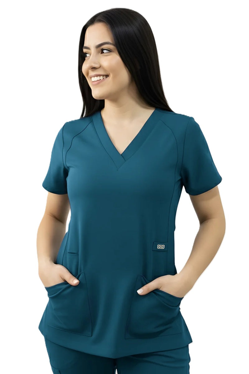 Astro Elle 1103 Women's V-Neck Scrub Top in Caribbean Blue – stylish and functional scrub top designed for women in healthcare
