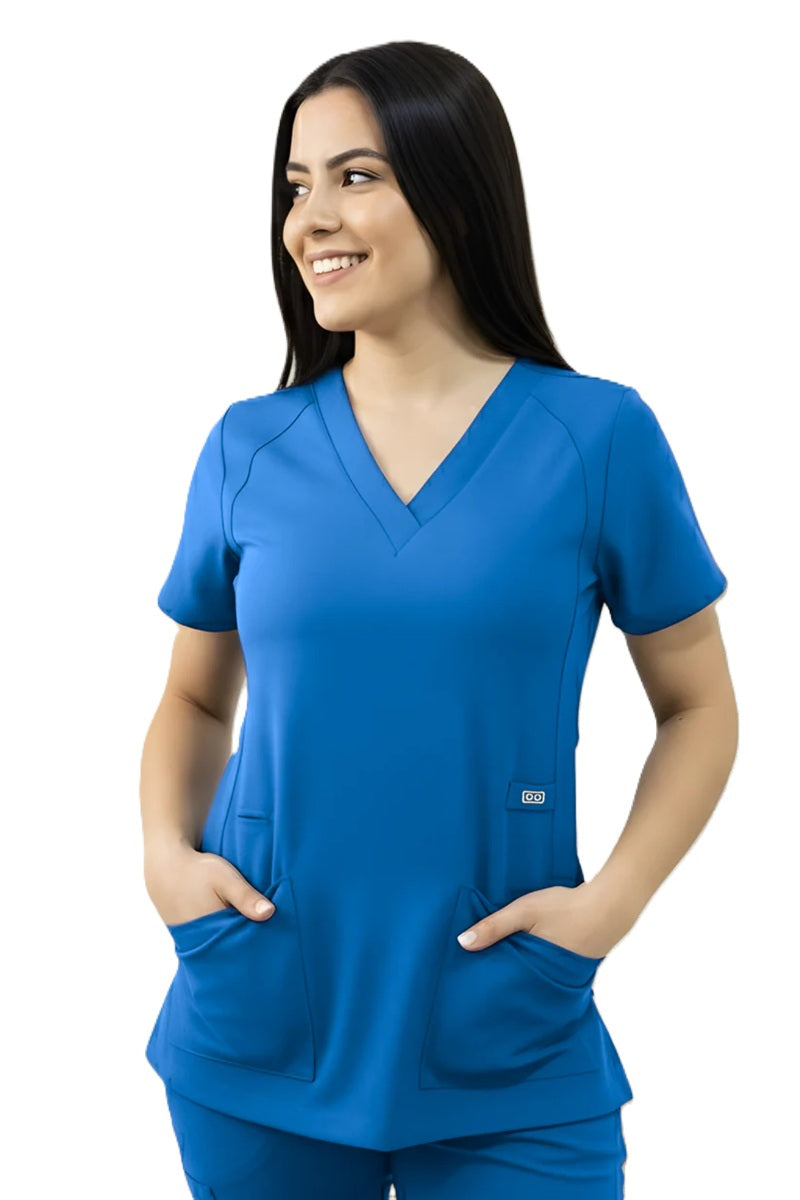Astro Elle 1103 Women's V-Neck Scrub Top in Royal Blue – vibrant royal blue women's scrub top with a professional v-neck design
