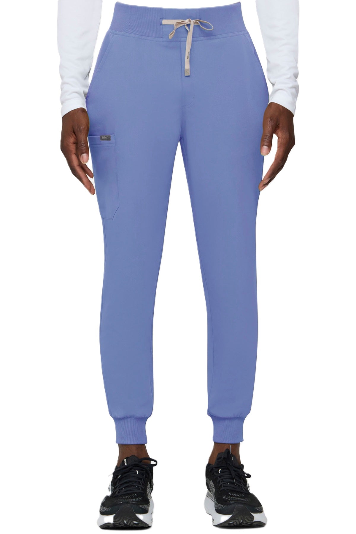 Tempo T272 men's ceil blue jogger scrub pants with rib cuffs and six-pocket design
