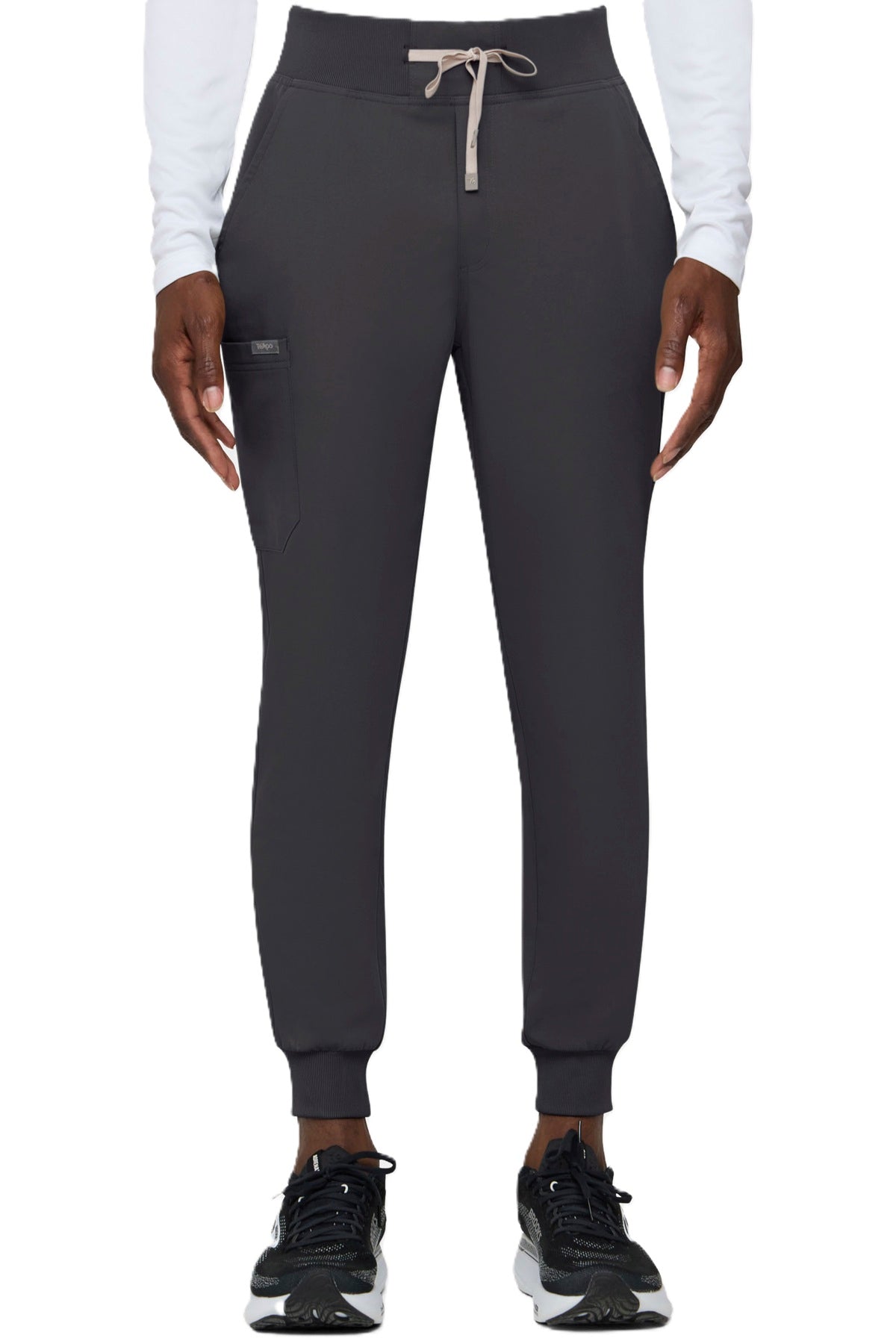 Tempo T272 men's pewter grey jogger scrub pants with rib cuffs and six-pocket design
