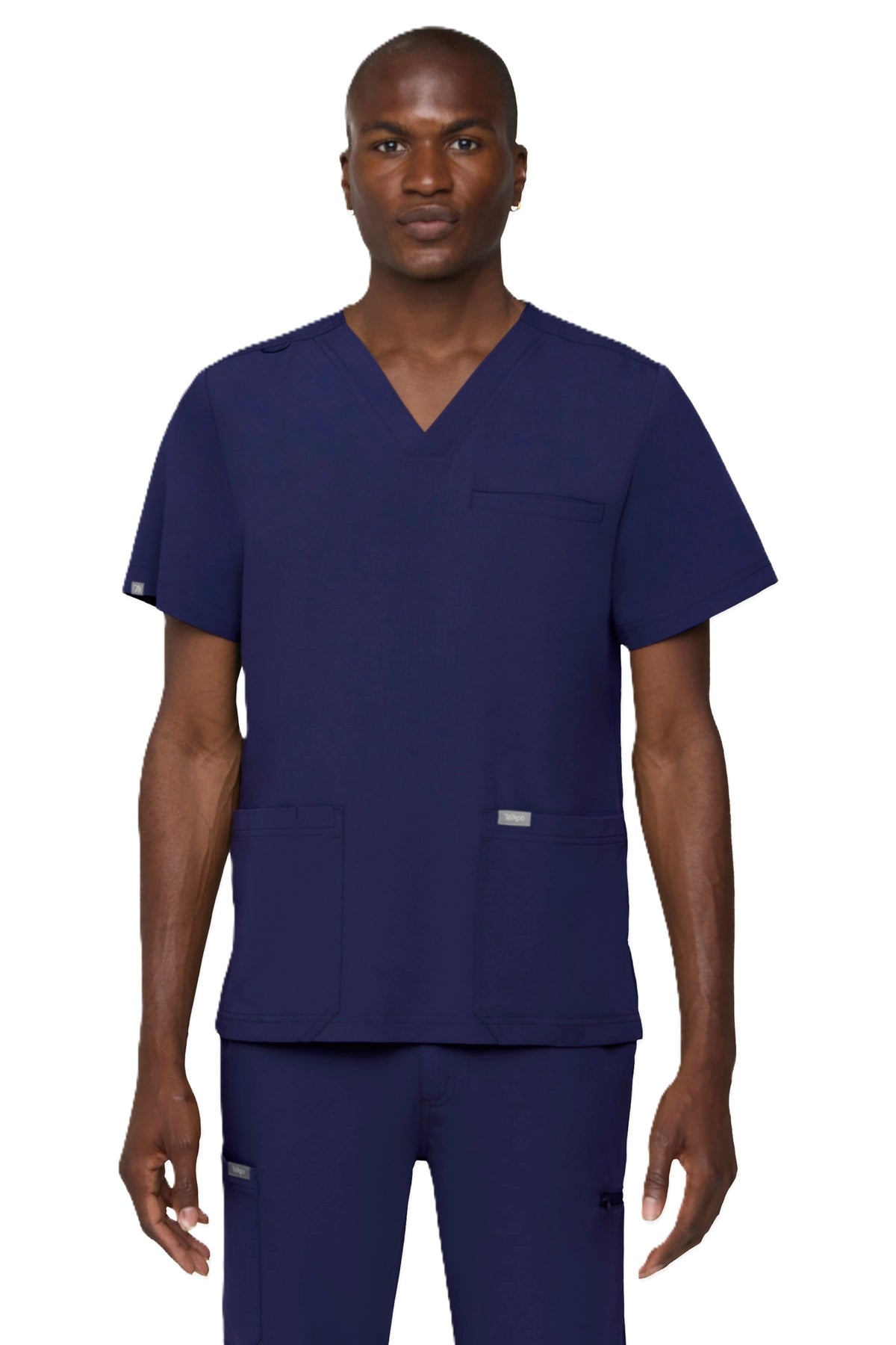 Tempo T171 men's 3-pocket V-neck scrub top in navy blue