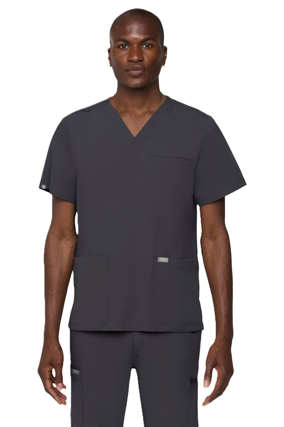 Tempo T171 men's 3-pocket V-neck scrub top in pewter grey