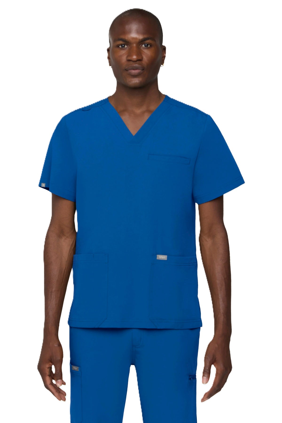 Tempo T171 men's 3-pocket V-neck scrub top in royal blue