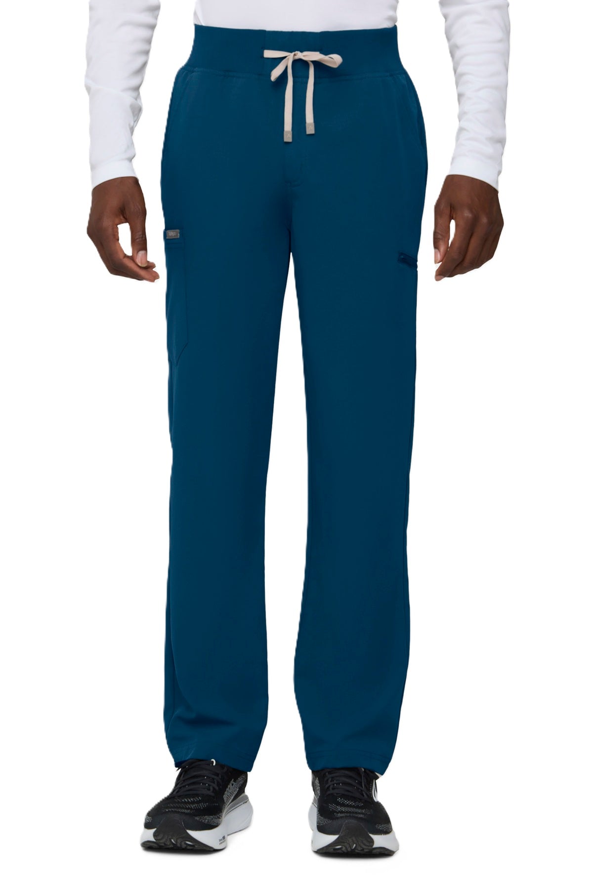 Tempo T271 men's caribbean blue straight leg scrub pants with six-pocket design
