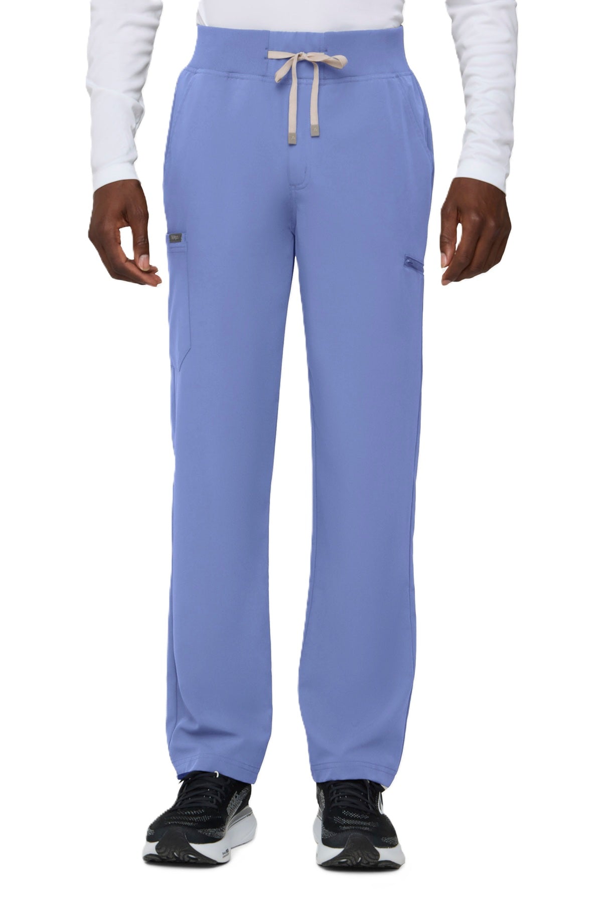 Tempo T271 men's ceil blue straight leg scrub pants with six-pocket design