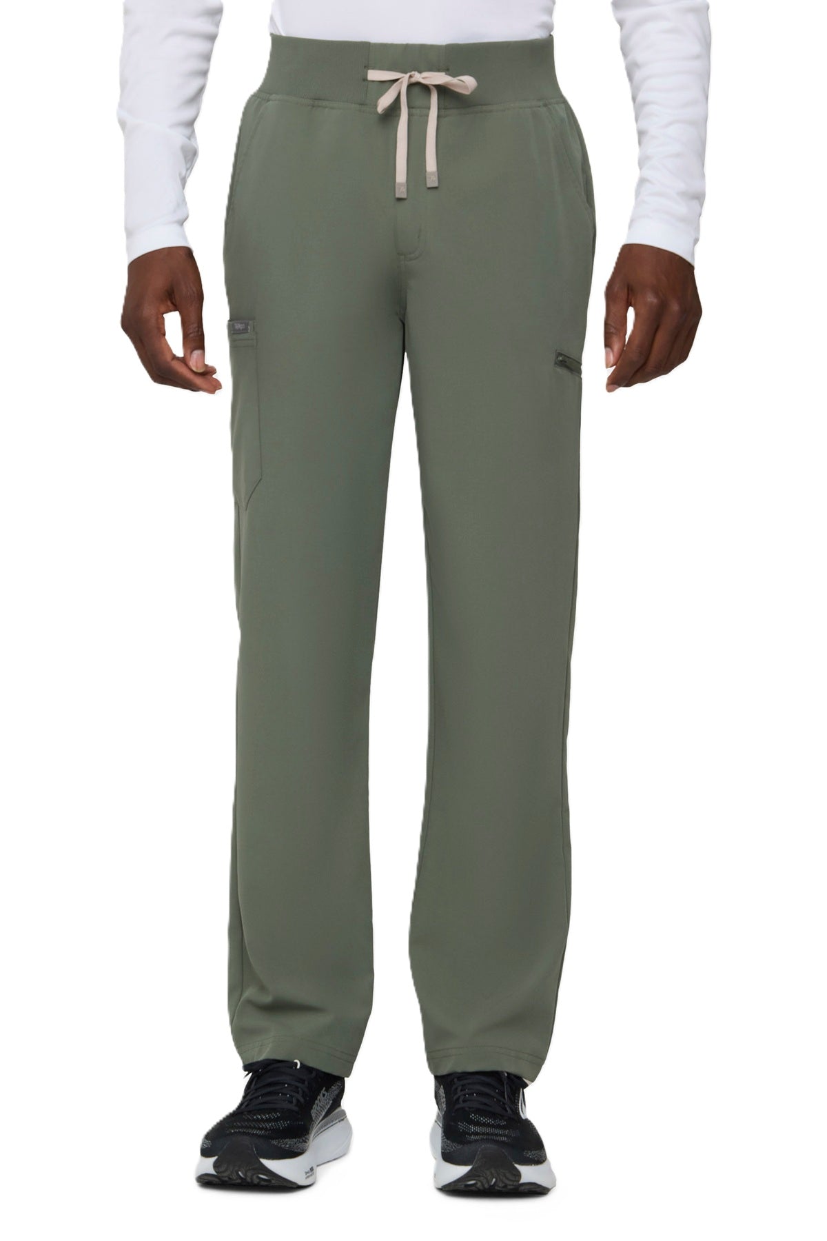 Tempo T271 men's olive green straight leg scrub pants with six-pocket design