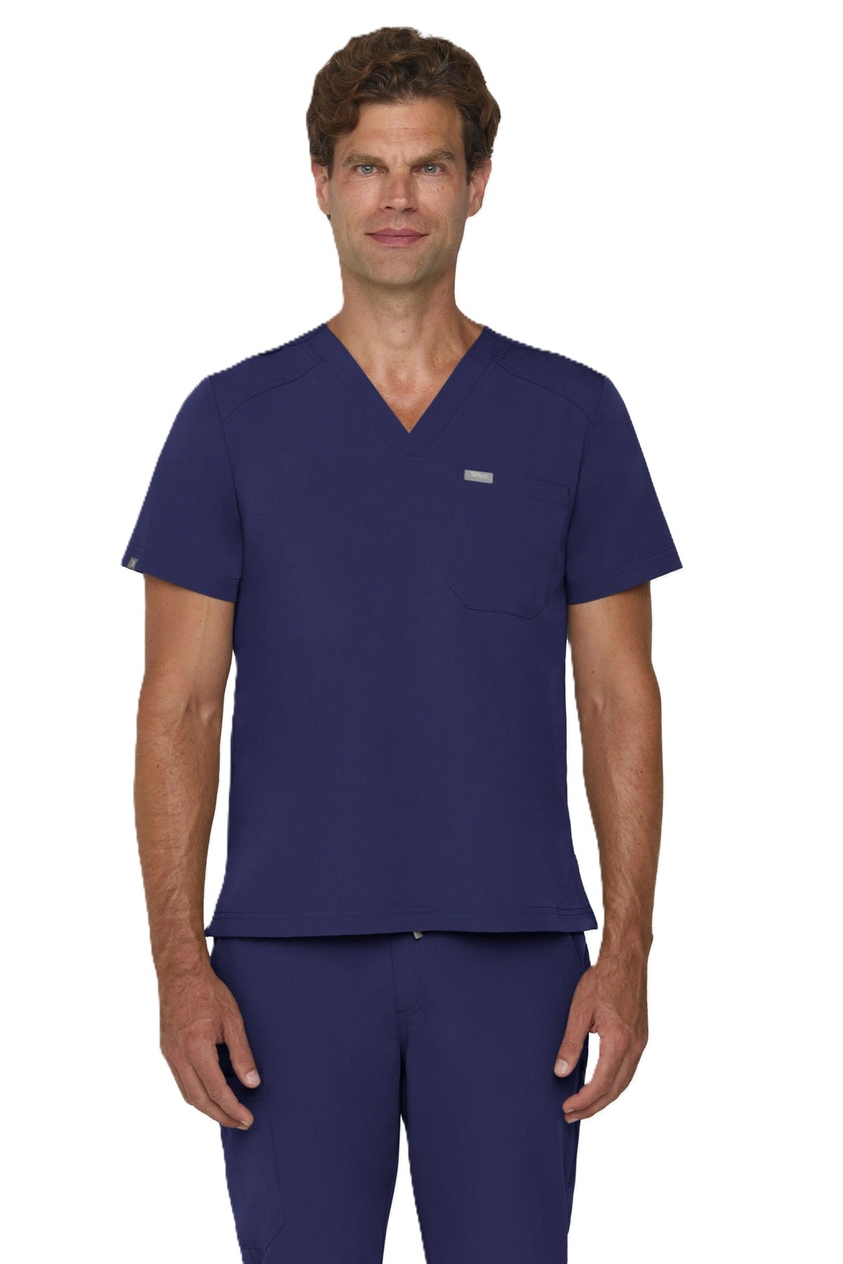 Tempo T172 men's tuckable V-neck scrub top in navy blue