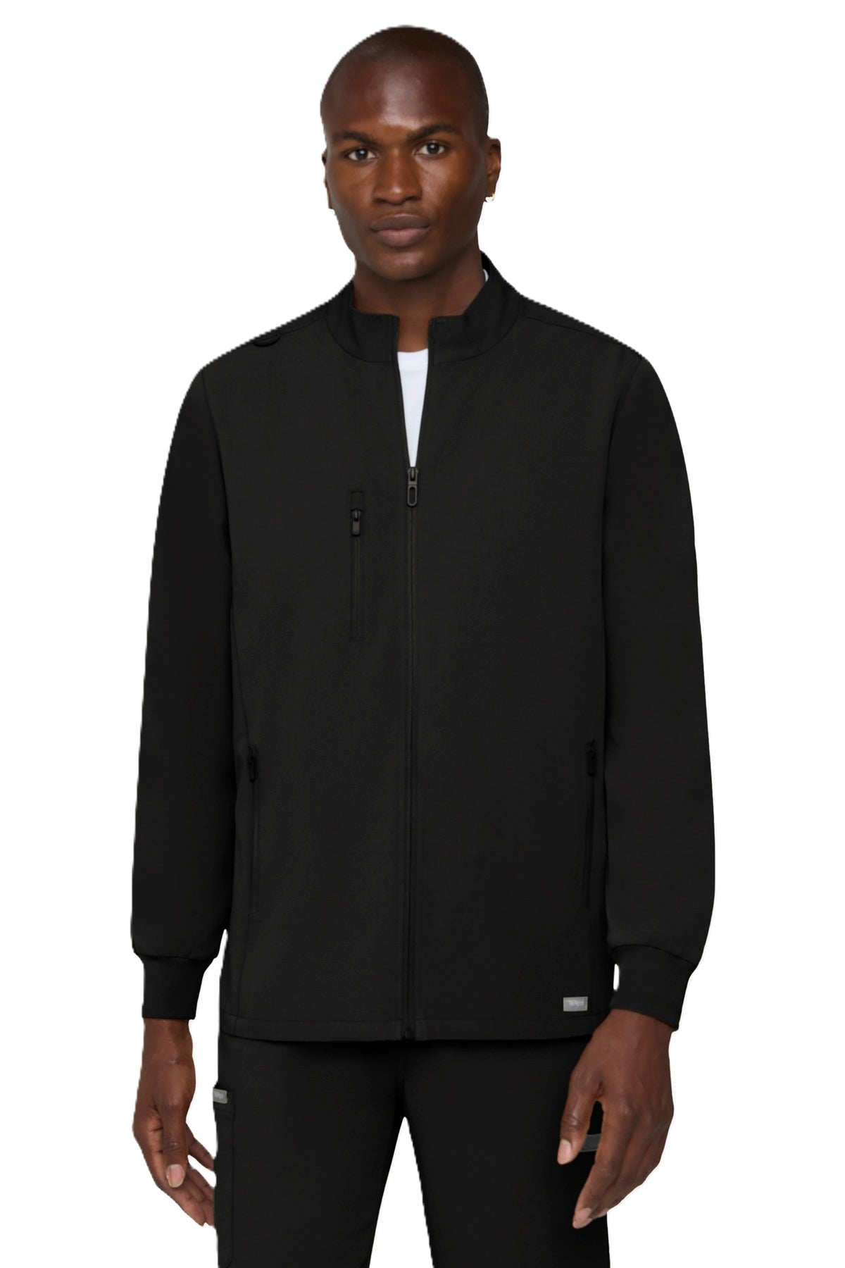 Tempo T371 men's zip-front scrub jacket in black