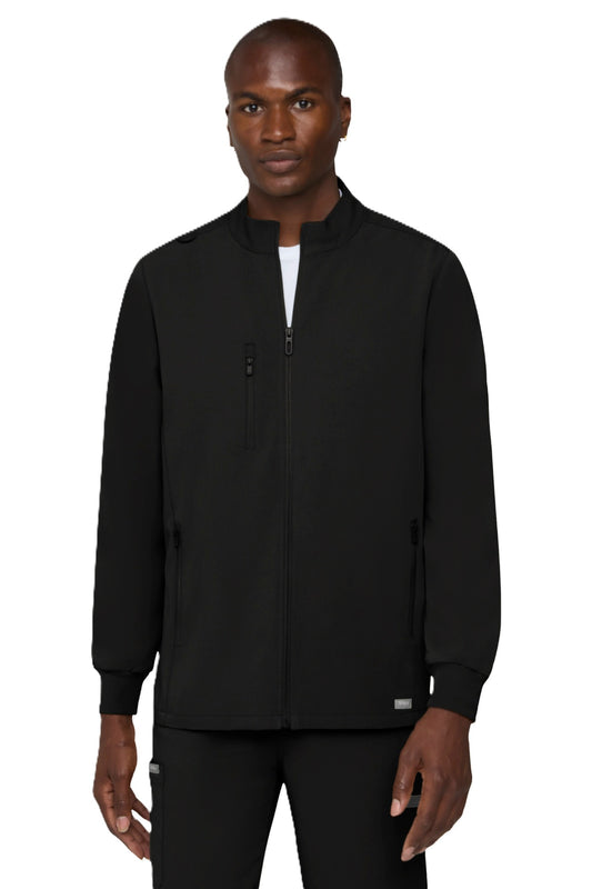 Tempo T371 men's zip-front scrub jacket in black