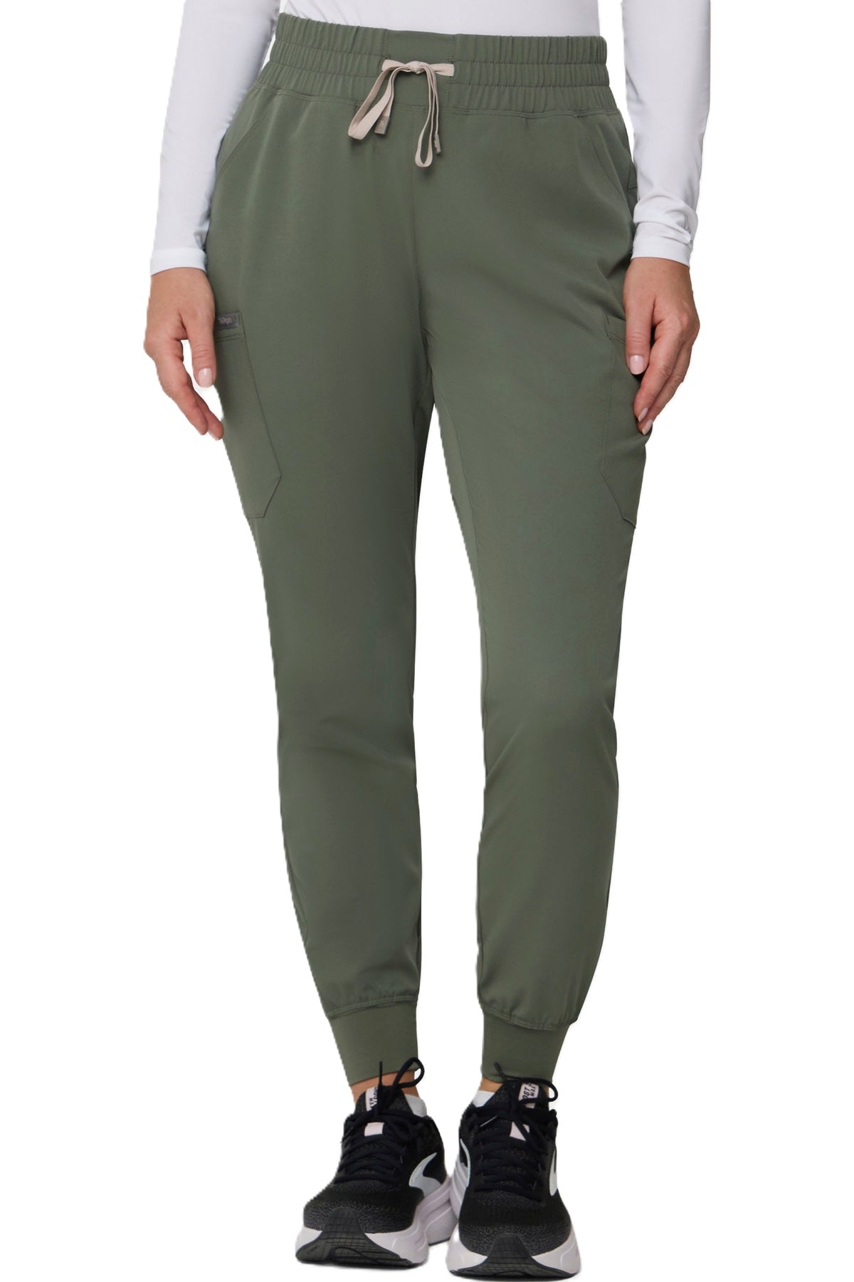 Temp T202 women's jogger leg scrub pant in olive green