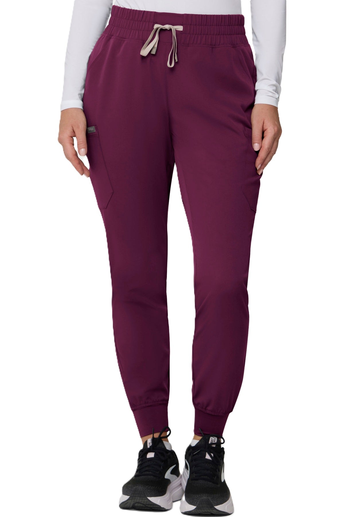 Temp T202 women's jogger leg scrub pant in wine