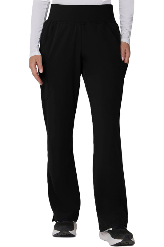 Tempo T203 women's black flare-leg scrub pants.