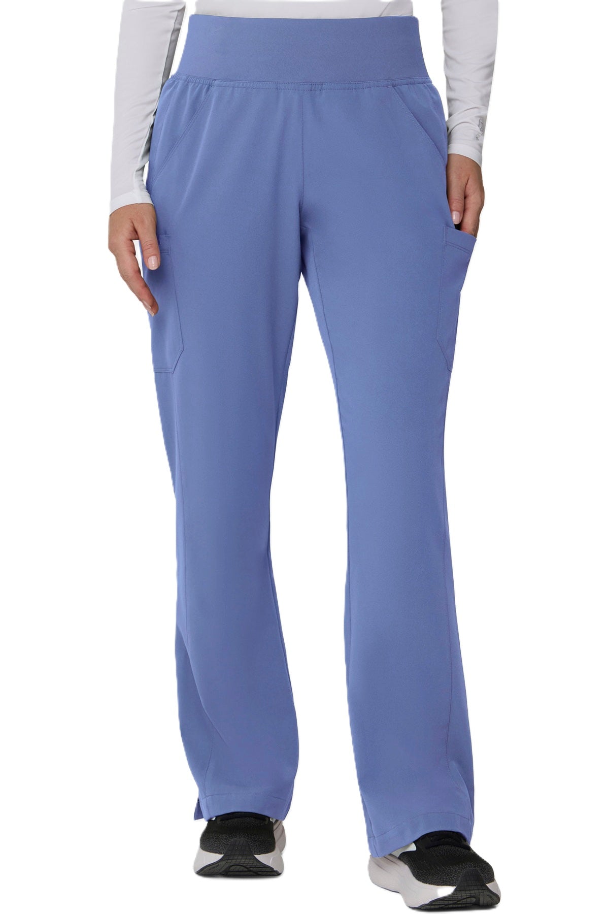 Tempo T203 women's ceil blue flare-leg scrub pants.
