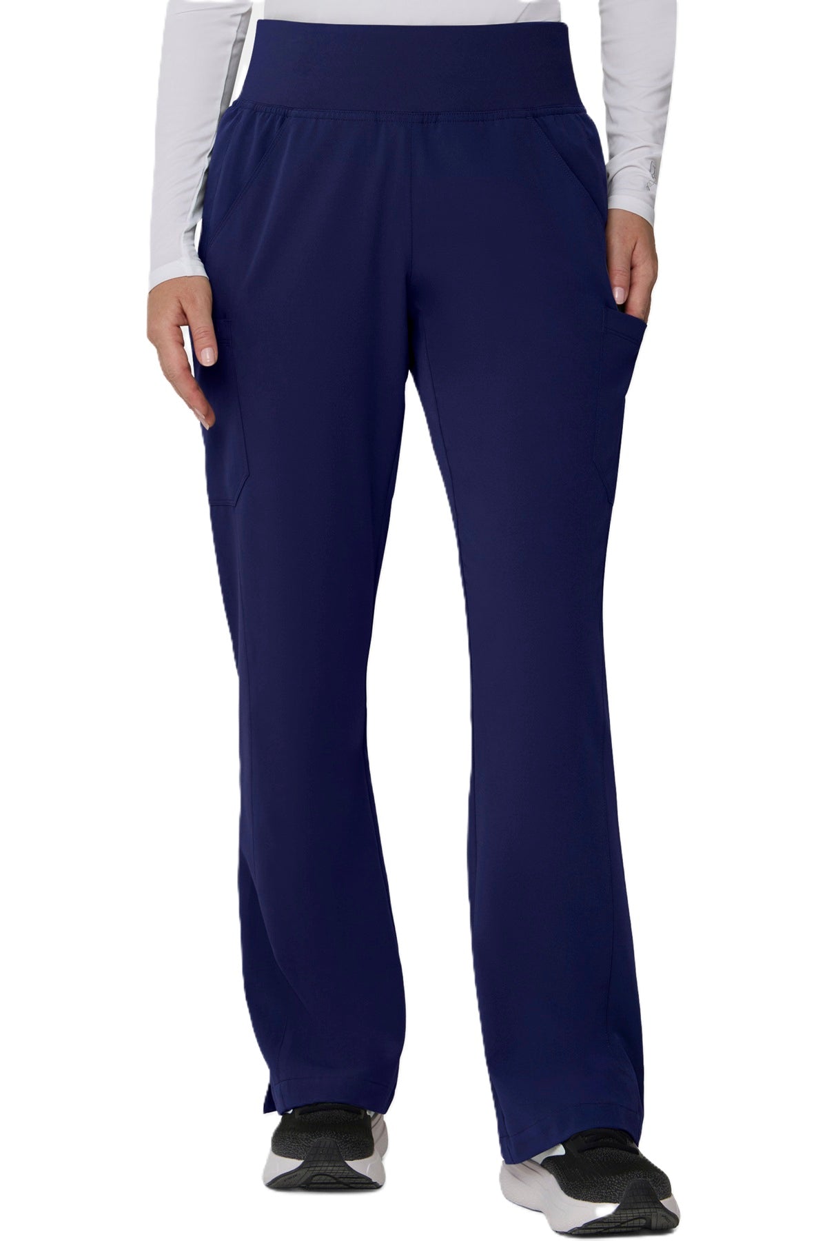 Tempo T203 women's navy blue flare-leg scrub pants.