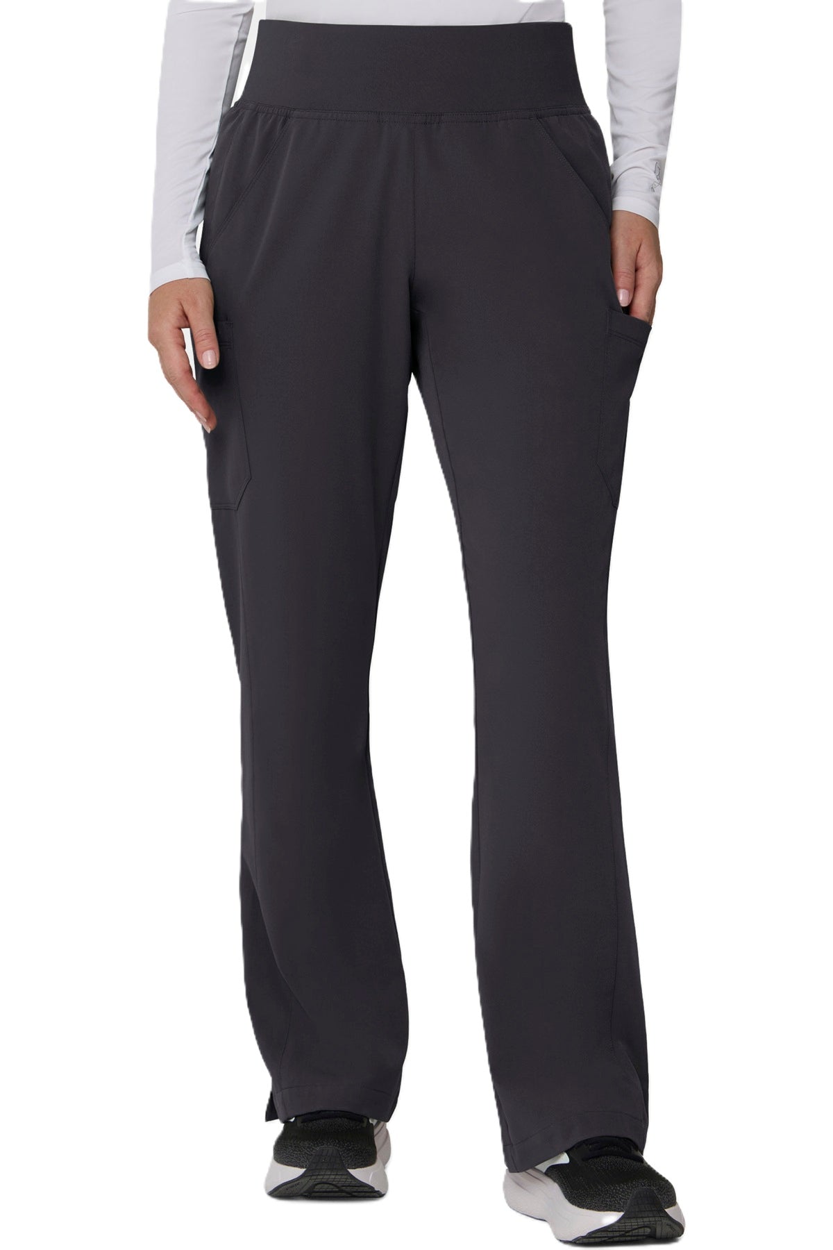 Tempo T203 women's pewter grey flare-leg scrub pants.