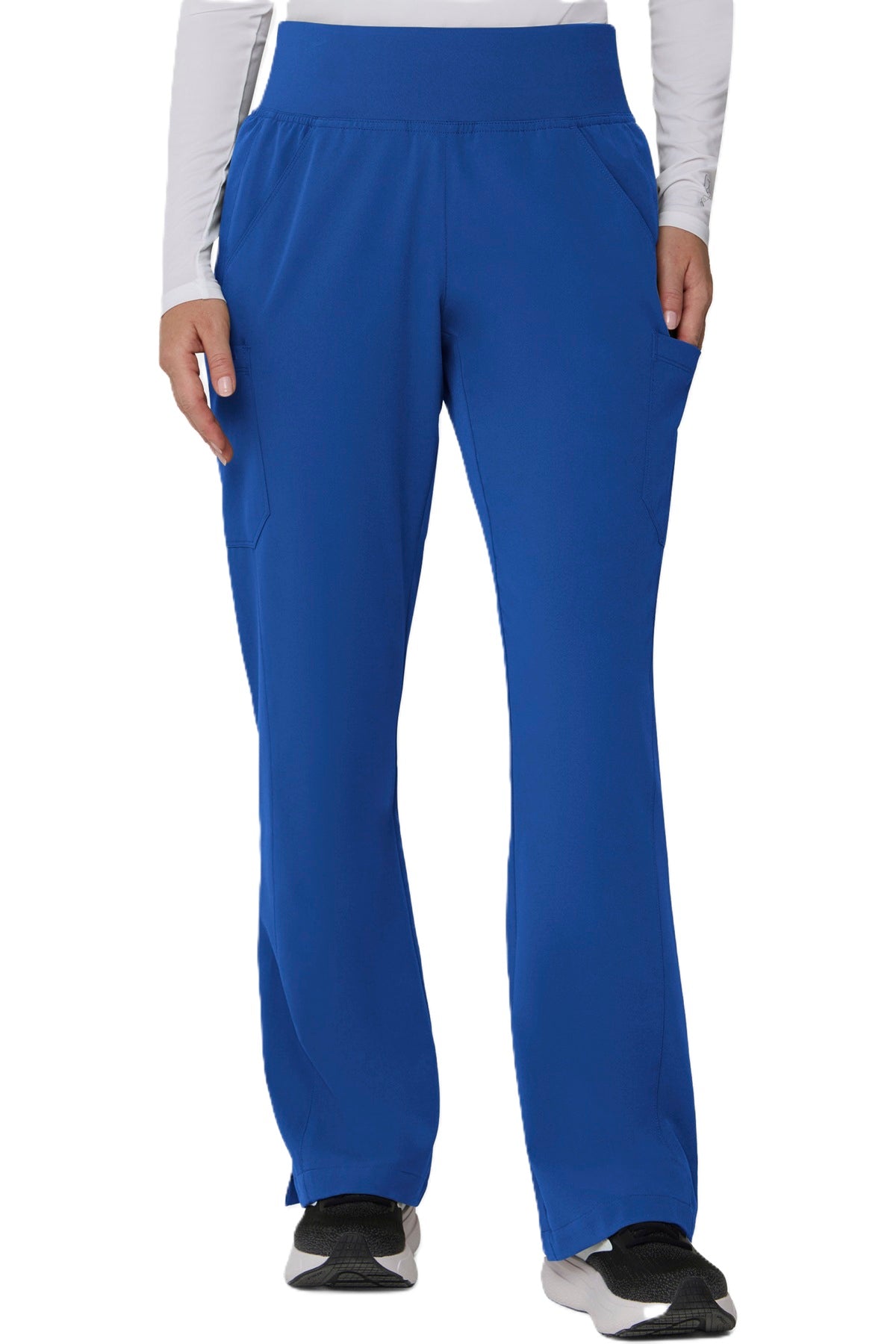 Tempo T203 women's royal blue flare-leg scrub pants.