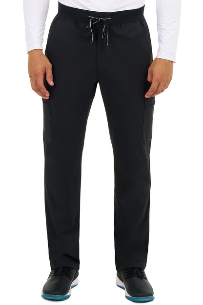 Zavate Studio Activator men's scrub pants in black - straight leg design with 6 pockets and elastic waistband.