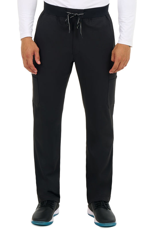 Zavate Studio Activator men's scrub pants in black - straight leg design with 6 pockets and elastic waistband.