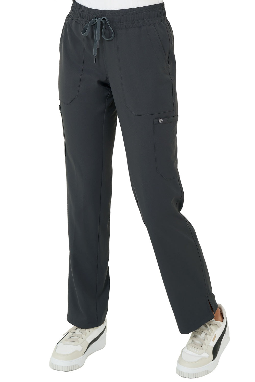 Zavate 3063 scrub pants in pewter grey with poly stretch fabric and multiple utility pockets for healthcare workers.