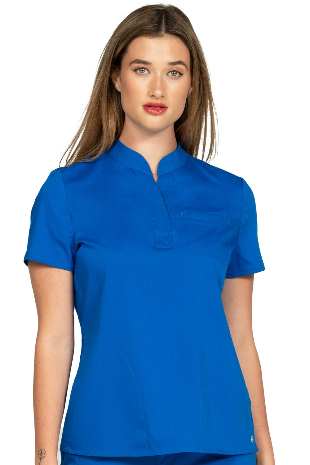Zavate Studio Focus V Neck scrub top in royal blue - Chelsea Tuck In style 1132 premium medical uniform with curved yoke and dual pockets.