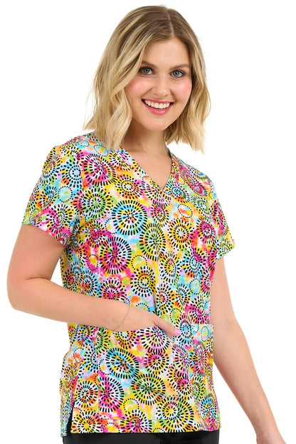 Zavate Audrey Scrub Top in Print Pattern Bold Motion at Parker's Clothing & Scrubs.
