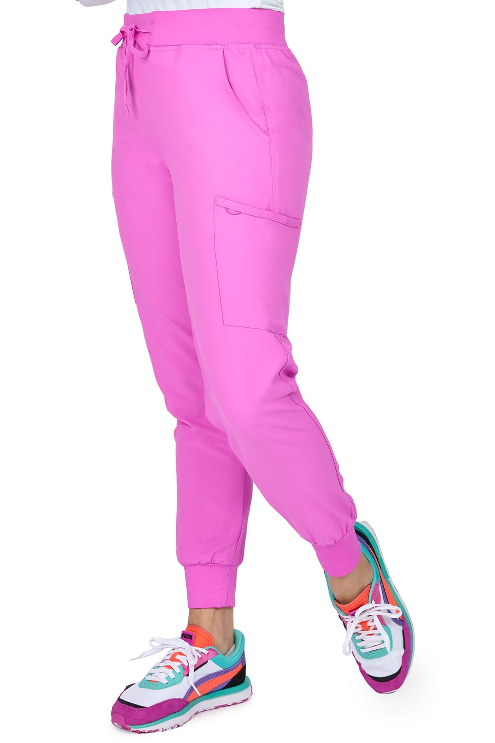 Zavate Studio Refined Jogger 3060 scrub pants in orchid purple - athletic-inspired jogger scrubs with elastic waistband and knit ankle cuffs for healthcare workers.