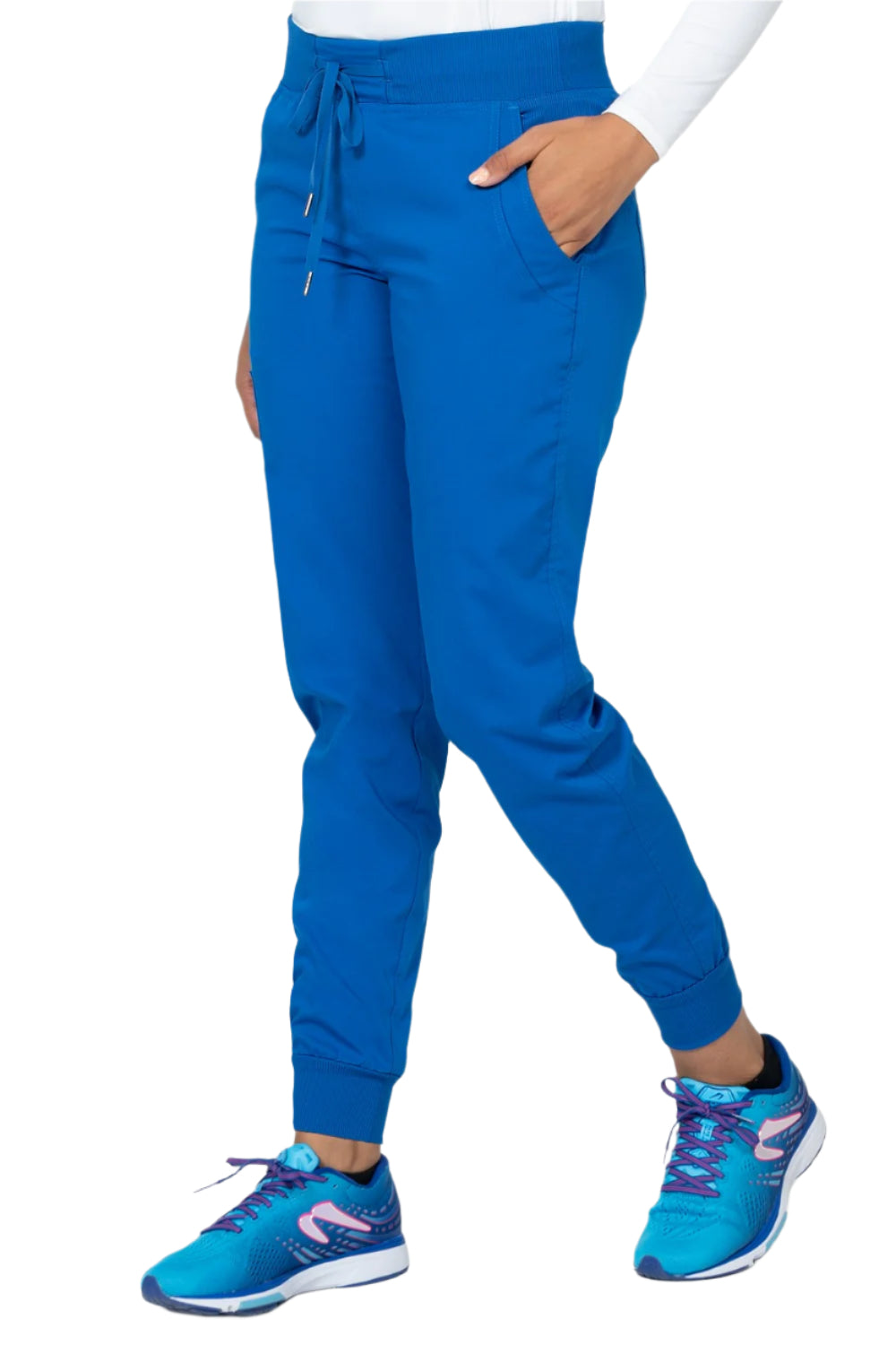 Zavate Zoe Alexandra Tribeca royal blue jogger scrub pants durable healthcare apparel for nurses and medical professionals.