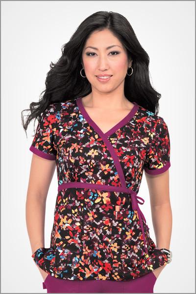 Koi Scrubs Kathryn Shaded Garden Mock Wrap Print Top - Parker's Clothing & Gifts