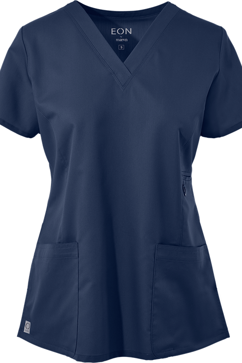 Maevn Scrub Top Eon V-Neck in Navy 1708 at Parker's Clothing and Shoes.