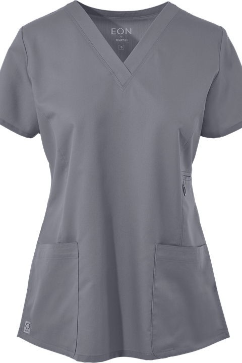 Maevn Scrub Top Eon V-Neck in Pewter 1708 at Parker's Clothing and Shoes.