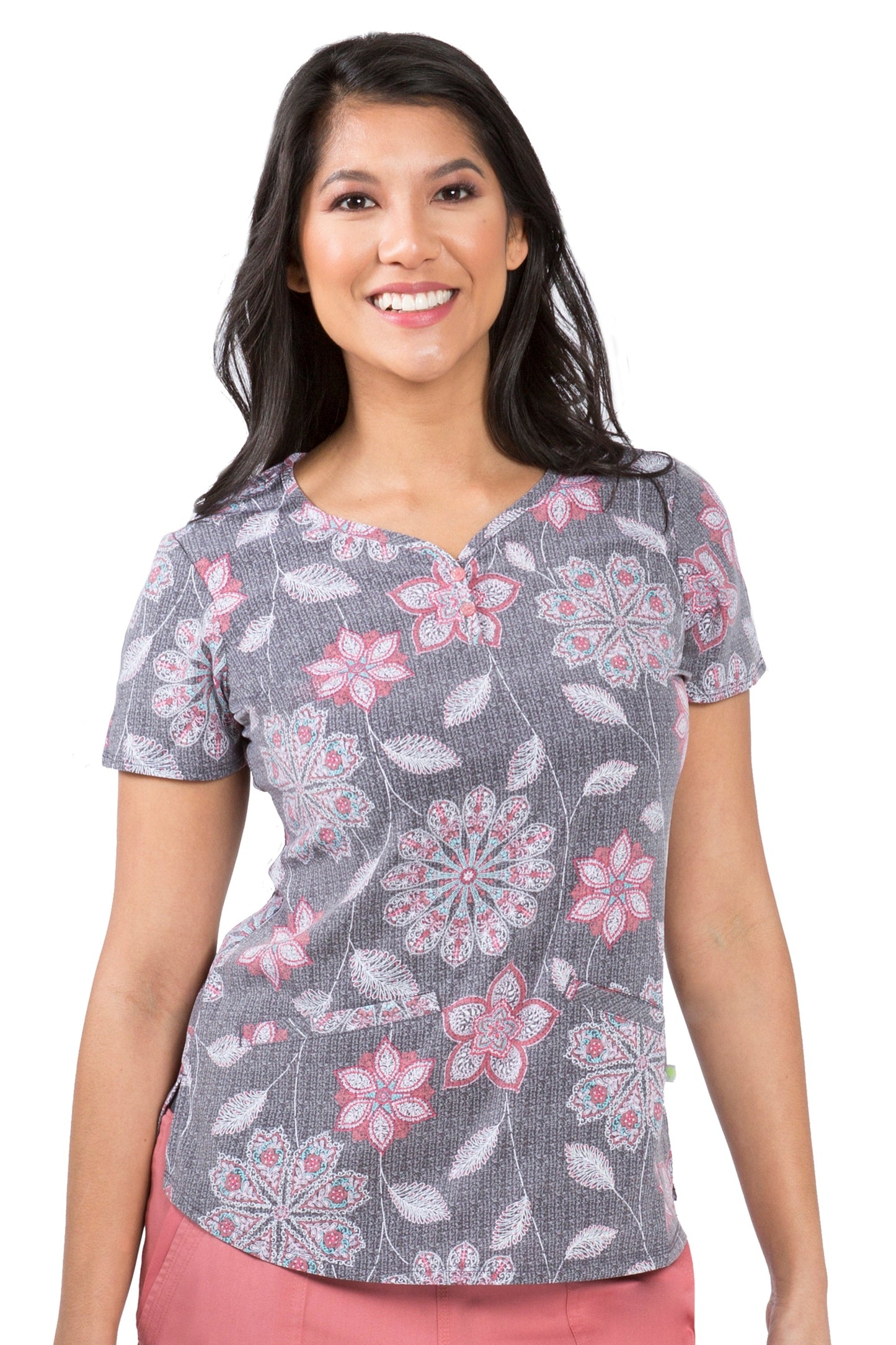 Healing Hands Scrubs Premiere Label Isabel Print Top Rosewood at Parker's Clothing & Scrubs