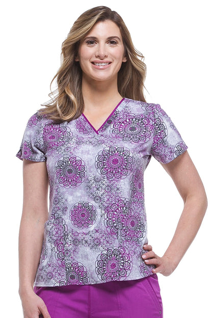 Healing Hands Scrubs Premiere Label Amanda Print Top Berry Kiss at Parker's Clothing & Scrubs.