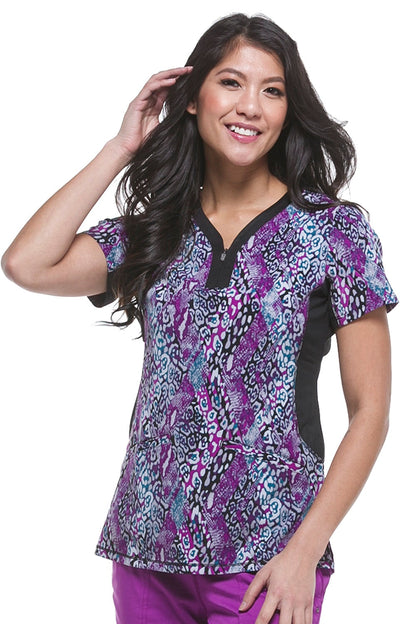 Healing Hands Scrubs Premiere Label Jessi Print Top in Berry Kiss at Parker's Clothing & Scrubs.