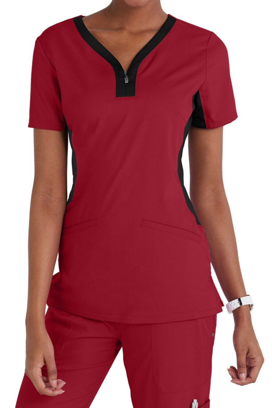 Healing Hands Purple Label Jessi Scrub Top Red in Black at Parker's Clothing and Shoes.