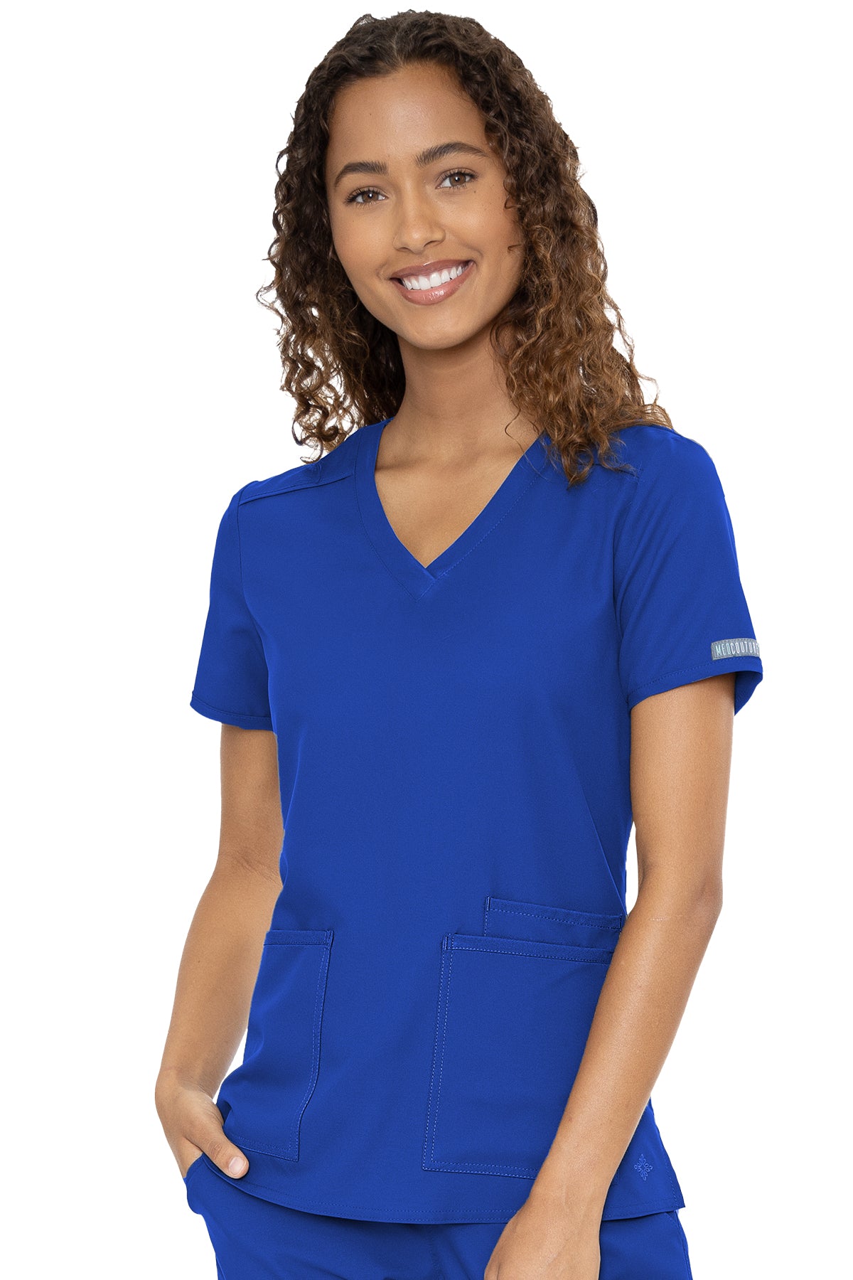 Med Couture Scrub Top Insight Classic V-Neck 3 Pocket in Royal at Parker's Clothing and Shoes.