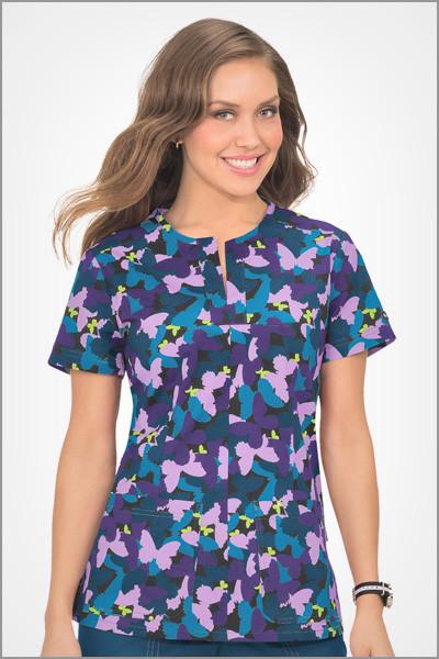 Koi Scrubs Naomi Butterfly Camo Print Top - Parker's Clothing & Gifts