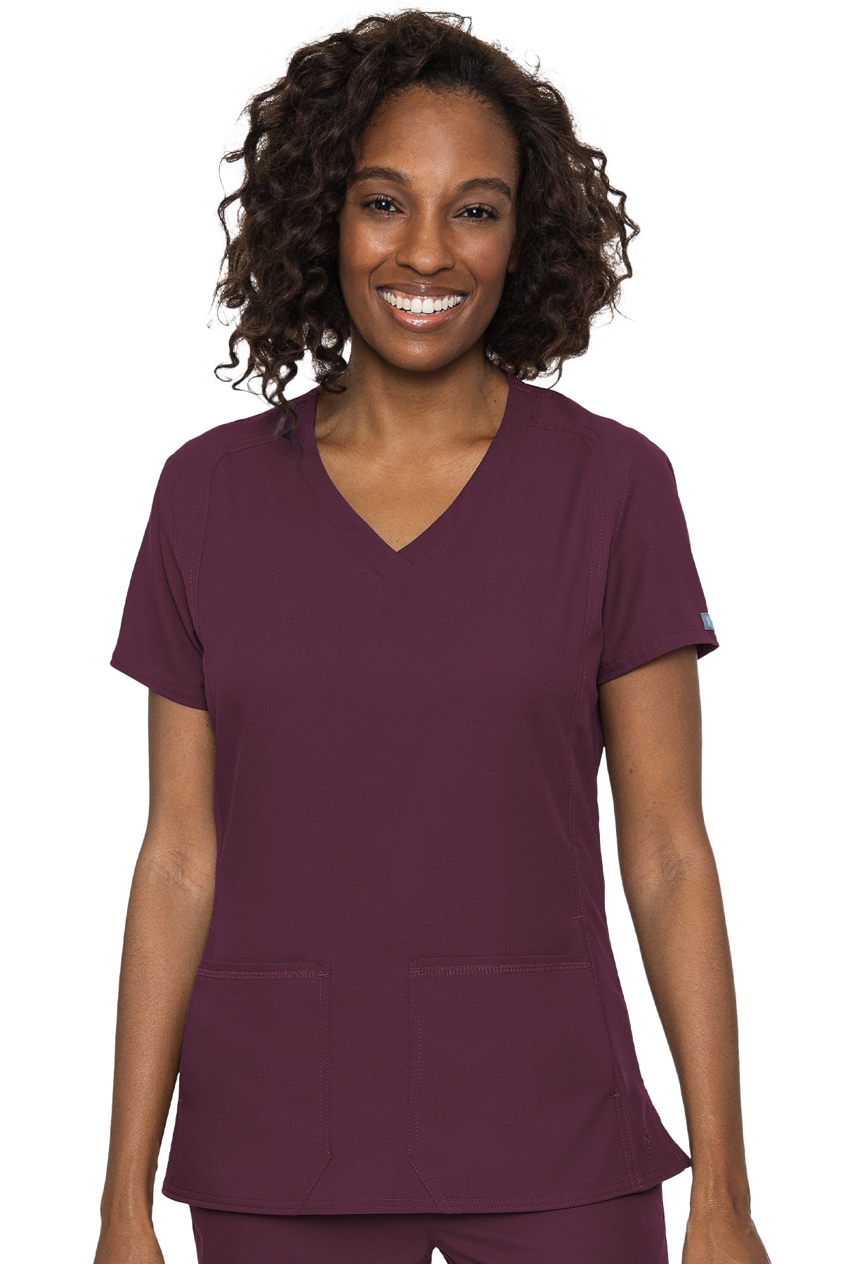 Med Couture Scrub Top Insight Classic V-Neck Side Pocket in Wine at Parker's Clothing and Shoes.