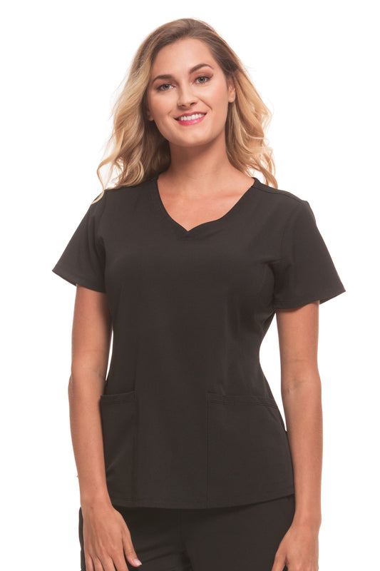 Healing Hands HH Works Monica V-Neck Scrub Top in Black at Parker's Clothing and Shoes