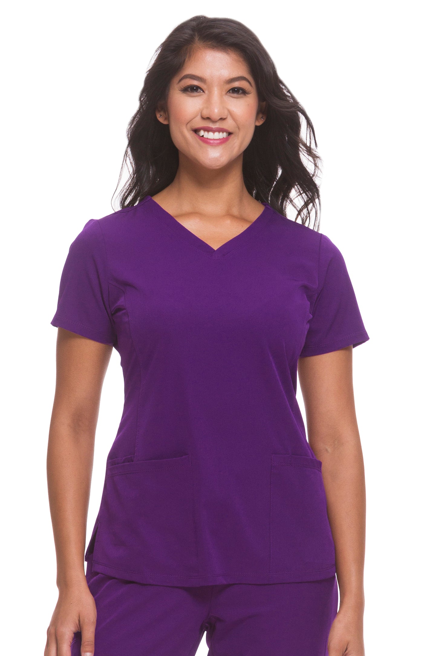 Healing Hands HH Works Monica V-Neck Scrub Top in Eggplant at Parker's Clothing and Shoes