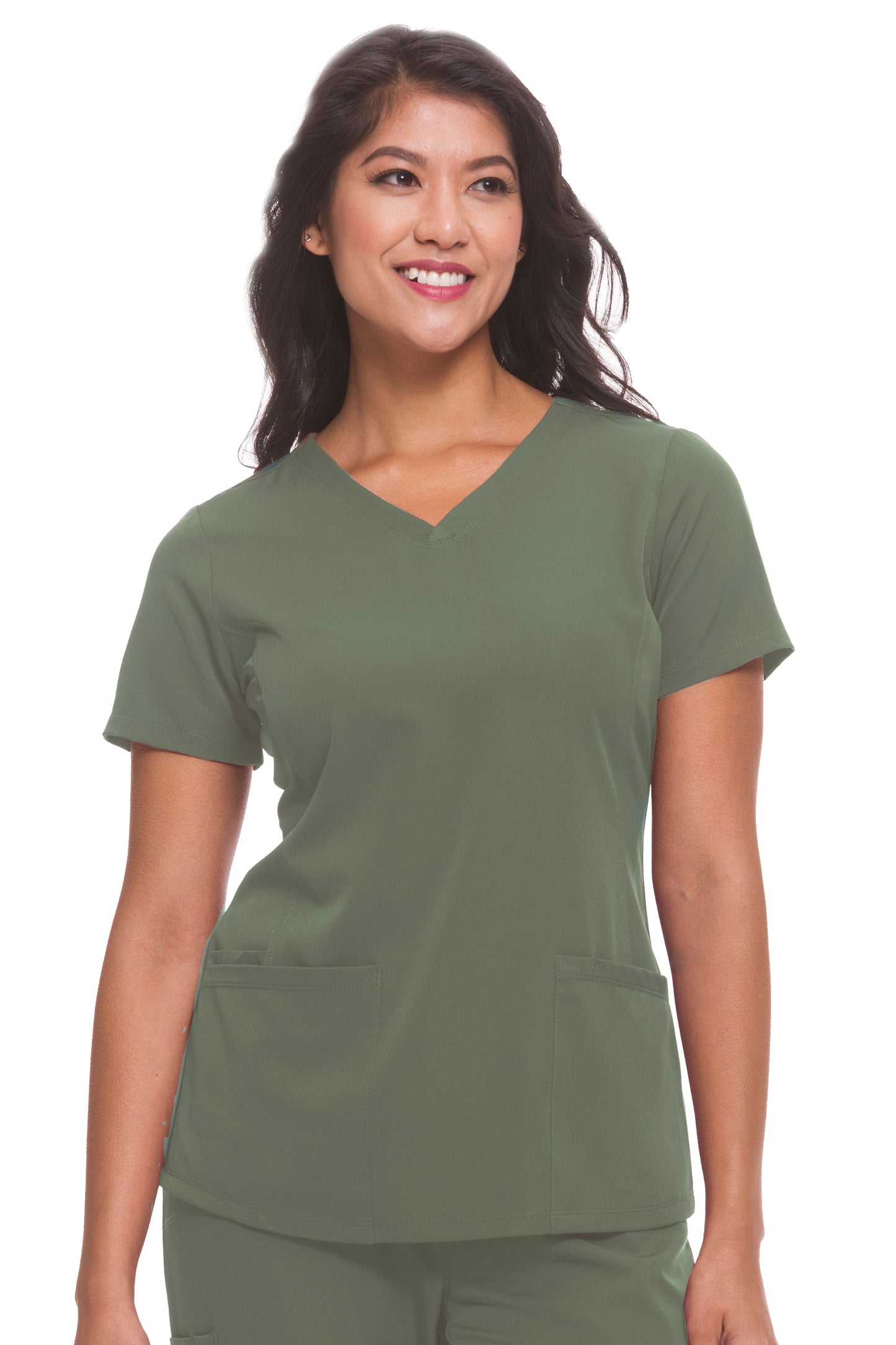 Healing Hands HH Works Monica V-Neck Scrub Top in Olive at Parker's Clothing and Shoes