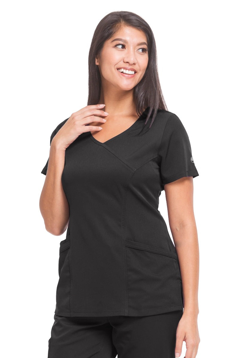 Healing Hands HH Works Madison Mock Wrap Scrub Top in Black at Parker's Clothing and Shoes
