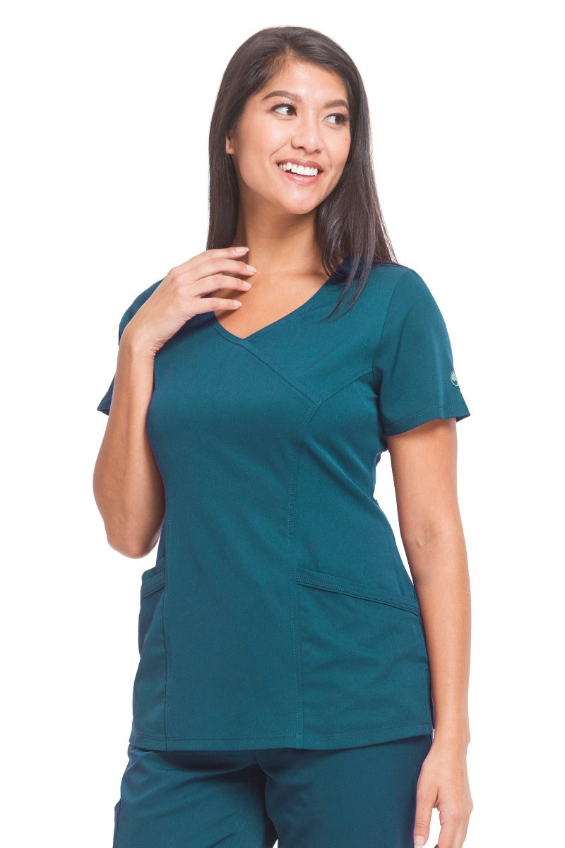 Healing Hands HH Works Madison Mock Wrap Scrub Top in Caribbean at Parker's Clothing and Shoes