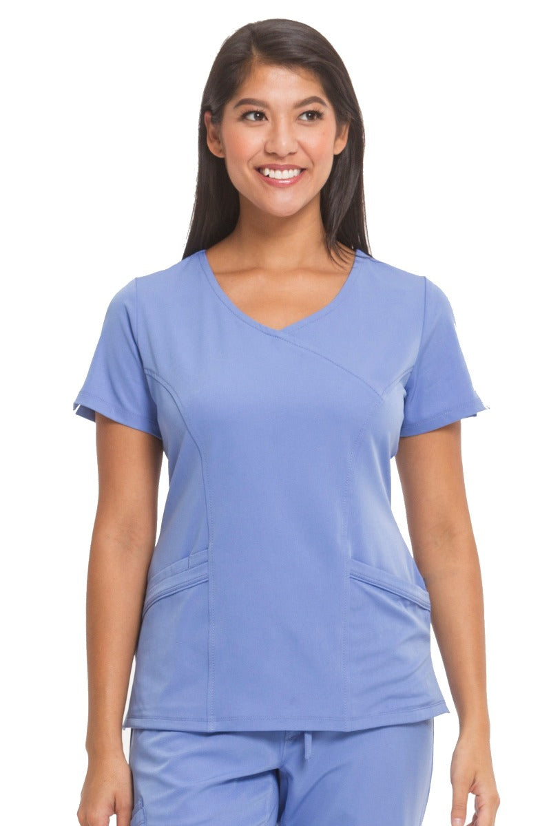 Healing Hands HH Works Madison Mock Wrap Scrub Top in Ceil at Parker's Clothing and Shoes