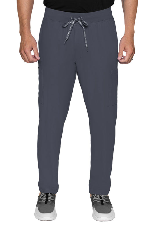 Med Couture RothWear Insight men's cargo scrub pants in pewter grey - 6-pocket design with mechanical stretch for healthcare professionals.